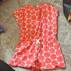 Girls Coral Dot Romper - primary
